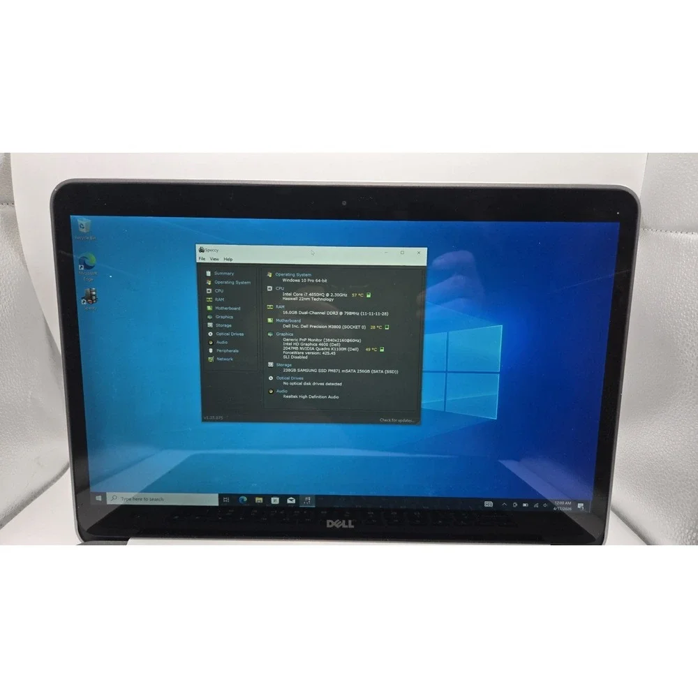 Dell Precision M3800 i7 16GB 256GB SSD K1100M Touch Win10 Pro AC Power Supply